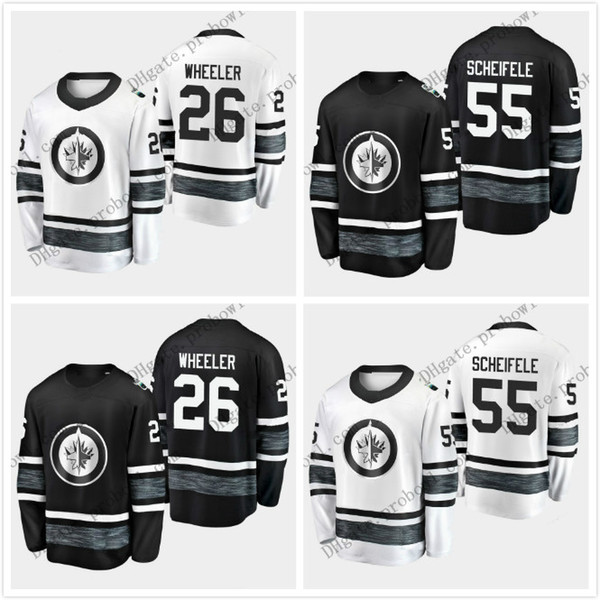 Cheap Mens Winnipeg Jets 2019 All Star 55 Mark Scheifele 26 Blake Wheeler Blank Hockey Jerseys White Black