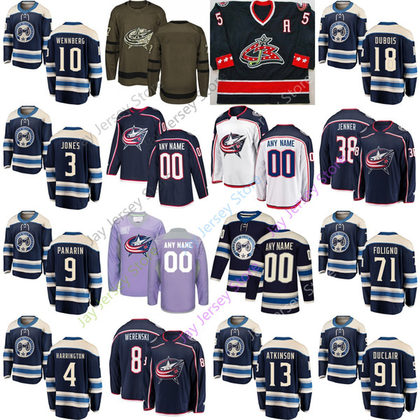 Custom Columbus Blue Jackets Jersey Dzingel Matt Duchene Atkinson Panarin Dubois Seth Jones Fedorov Anderson Werenski Murray McQuaid Kinkaid