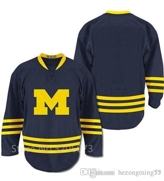 University Michigan Wolverines White Yellow bule Hockey Jersey Embroidery Stitched Customize any number name