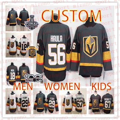 Custom Vegas Golden Knights Stanley Cup MEN WOMEN KIDS 18 James Neal 29 Marc-Andre Fleury 56 Erik Haula 88 Nate Schmidt hockey jersey