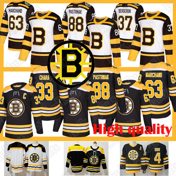 Boston Bruins jerseys 63 Brad Marchand jesrey 88 David Pastrnak 33 Zdeno Chara37 Patrice Bergeron 4 Bobby Orr jerseys