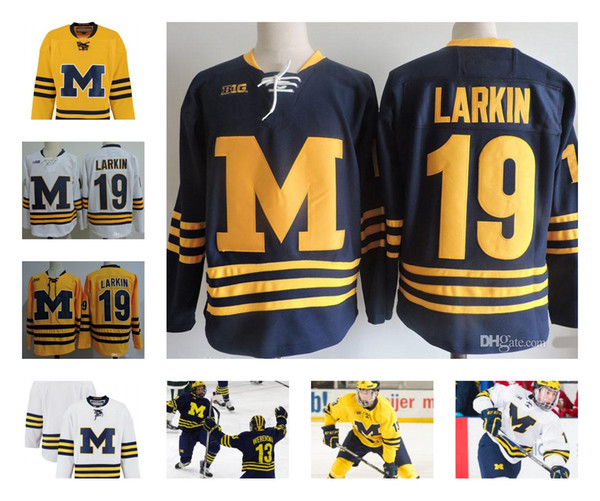 Custom NCAA Colleage Hockey Jerseys Michigan Wolverines #19 LARKIN #13 Zach Werenski Michigan Wolverines Jersey Stitched S-3XL