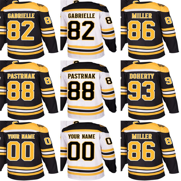 2018 New Brand Adults Boston Bruins 82 Jesse Gabrielle 86 Kevan Miller 88 David Pastrnak 93 Taylor Doherty Hockey Jerseys Accept Custom