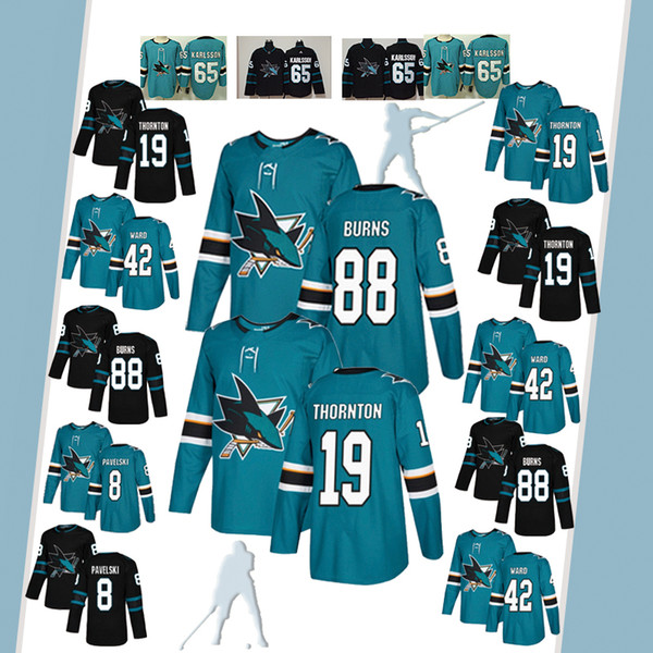 8 Joe Pavelski San Jose Sharks Jersey Hockey 65 Erik Karlsson 19 Joe Thornton Logan Couture 88 Brent Burns 9 Evander Kane Hert