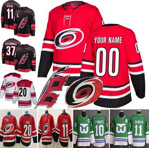 Custom Any Name Carolina Hurricanes 20 Sebastian Aho 37 Andrei Svechnikov 86 Teuvo Teravainen Justin Williams Dougie Hamilton Staal Jerseys