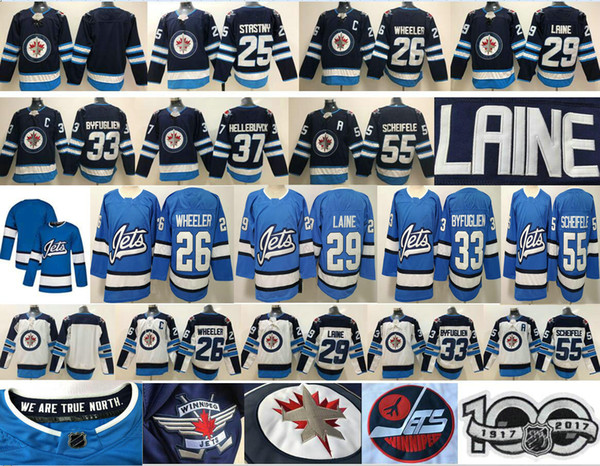 2019 Winnipeg Jets Hockey 29 Patrik Laine 25 Paul Stastny 26 Blake Wheeler 33 Dustin Byfuglien 37 Connor Hellebuyck 55 Mark Scheifele Jersey