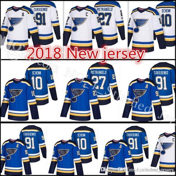 2017-2018 New St. Louis Blues Hockey Jerseys 17-18 Top Men #91 Vladimir Tarasenko 27 Alex Pietrangelo 10 Brayden Schenn Jersey