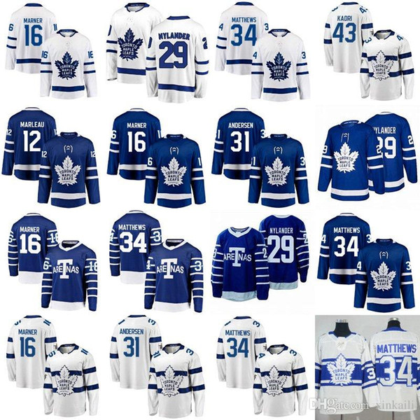 women kids men Toronto jersey 91 John Tavares 34 Auston Matthews 16 Mitchell Marner 31 ANDERSEN 43 KADRI 19 LUPUL ice Hockey jerseys