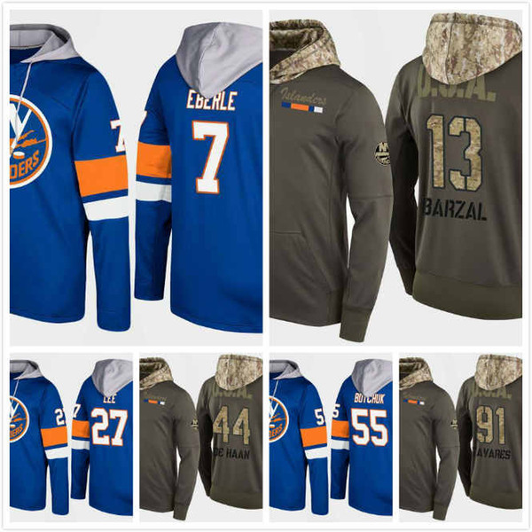 Mens New York Islanders Hoodie 2018 Anders Lee 27 Mathew Barzal 13 John Tavares 91 Johnny Boychuk 55 Jodan Eberle 7 Cavin de Haan 44 S-3XL