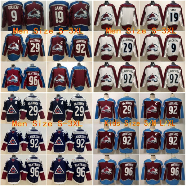 2019 Stitched adlads Colorado Avalanche Blank #9 DUCHENE #19 SAKIC #29 MACKINNON #92 LANDESKOG Red Ice Hockey Jerseys Men Women Youth