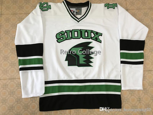 North Dakota Fighting Sioux University White Hockey Jersey Custom Plain Embroidery Stitched Customize any number and name College Jerseys