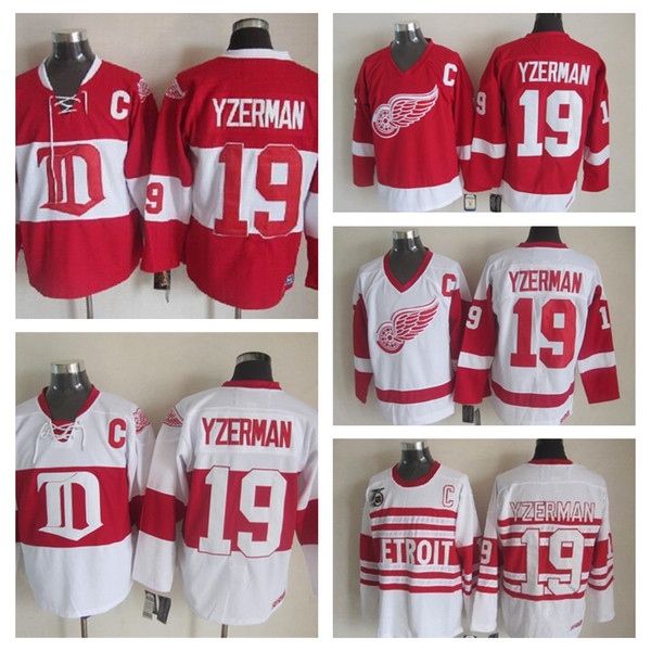 Detroit Red Wings Steve Yzerman CCM Vintage 75th Hockey Jerseys Winter Classic Alumni Red 19 Steve Yzerman Jersey Stitched C Patch