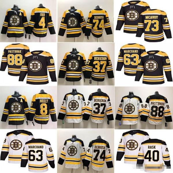 Boston Bruins Hockey Jerseys 33 Zdeno Chara 8 Cam Neely 88 David Pastrnak 63 Brad Marchand Charlie Mcavoy 74 Jake DeBrusk 46 Krejci