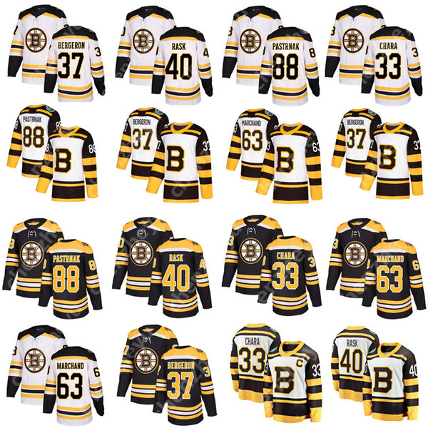 2019 men's Boston Bruins jersey 37 Patrice Bergeron Tuukka Rask 46 David Krejci 63 Brad Marchand 88 David Pastrnak Hockey Jerseys