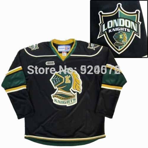 Factory Outlet, Custom 2013-14 LONDON KNIGHTS OHL AWAY PREMIER HOCKEY JERSEYS BLACK White Green XXS-6XL - Free Customized