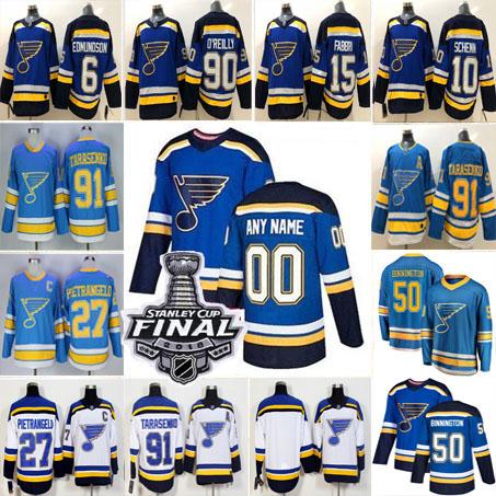 Any Name St. Louis Blues #50 Binnington Ryan O'Reilly Tarasenko Pietrangelo Schenn Schwartz David Perron Alexander Steen Parayko Jerseys