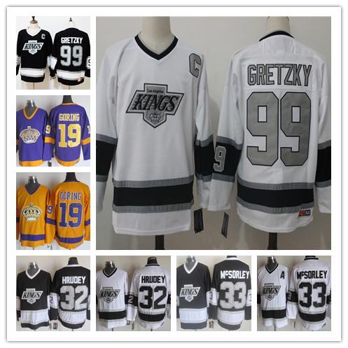 Vintage Wayne Gretzky Los Angeles Kings Hockey Jersey CCM Marty McSorley A Patch 32 Kelly Hrudey 19 Butch Goring LA KINGS Stitched Jerseys