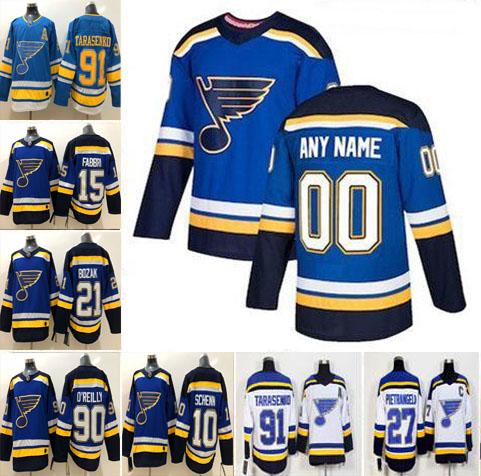 Any Name St. Louis Blues Mens Women Kids 50 Binnington 91 Tarasenko 90 Ryan O'Reilly 27 Pietrangelo Steen Dunn Parayko Bozak Hockey Jerseys