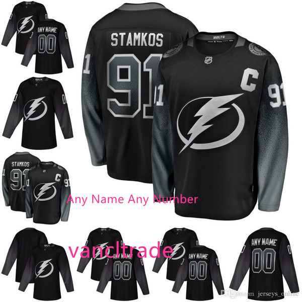 Custom 2019 Mens Tampa Bay Lightning Alternate Jersey Nikita Kucherov Steven Stamkos Victor Hedman Brayden Point 88 Vasilevskiy Jerseys