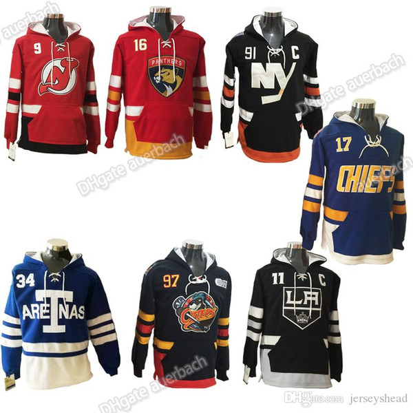 34 MATTHEWS 91 TAVARES 97 McDAVID 17 HANSON 11 KOPITAR 9 HALL Hockey Jerseys Pocket Hat Hockey Hoodie Hooded Sweatshirt