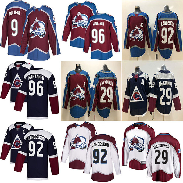 Men Colorado Avalanche Hockey Jerseys 92 Gabriel Landeskog 29 Nathan MacKinnon 19 Joe Sakic 9 Matt Duchene 96 Mikko Rantanen Jersey