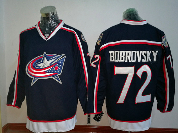 2017 Mens Columbus Blue Jackets 72 Sergei Bobrovsky Blue Home Premier Stitched Hockey Jerseys Free Drop Shipping