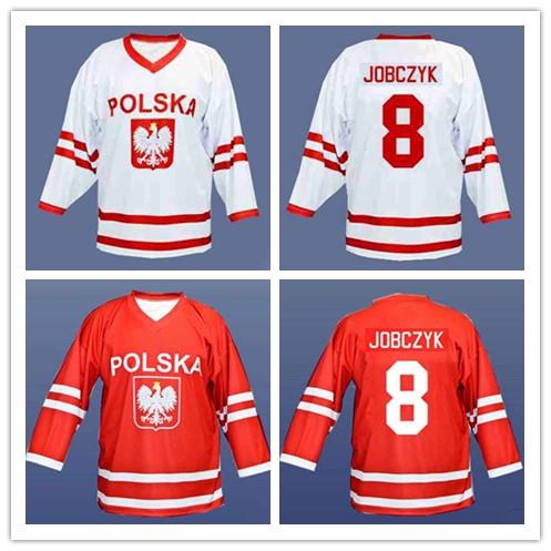 Custom XS-5XL Wieslaw Jobczyk Team Polska White Redd Hockey Jersey Polish Poland Jersey Stitch Sewn Any Name Or Number Free Shipping