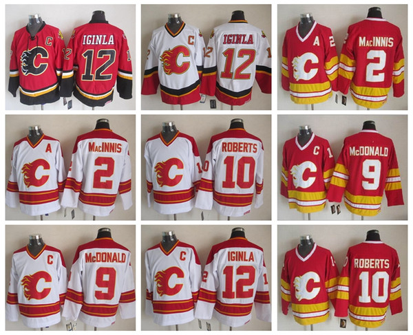 CCM Stitched Hockey Jerseys 12 Jarome Iginla Jersey Calgary Flames 2 Al Macinnis 9 Lanny McDonald 10 Gary Roberts Vintage 10 free DHL