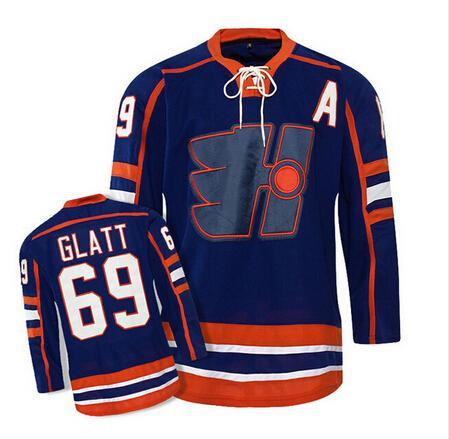 Men Goon 69 Doug The Thug Glatt Jersey GOON Movie Hockey Jerseys Halifax Highlanders Blue Free Shipping S-3XL