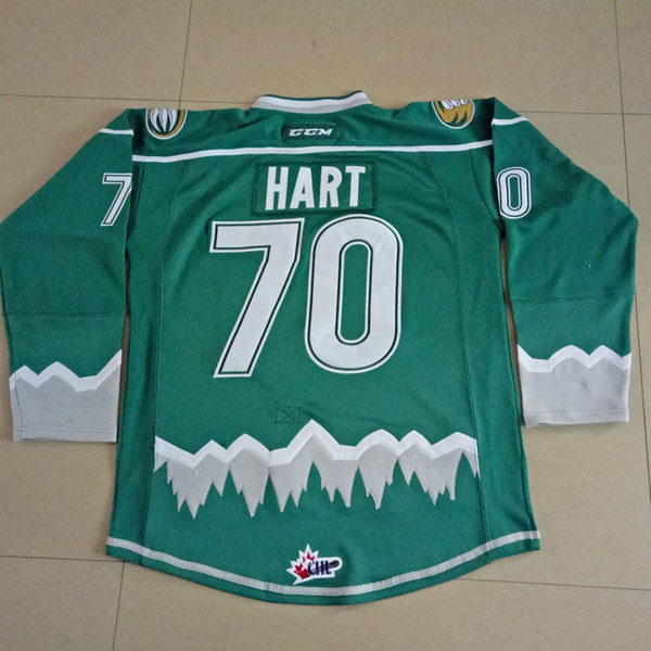 Carter Hart Jerseys #70 Everett Silvertips Mens Green White Hockey Jersey