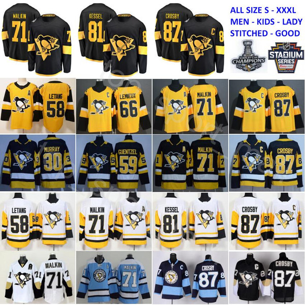 2019 Stadium Series Pittsburgh Penguins Jersey 87 Sidney Crosby 71 Evgeni Malkin Phil Kessel Kris Letang Lemieux Matt Murray Guentzel Hockey