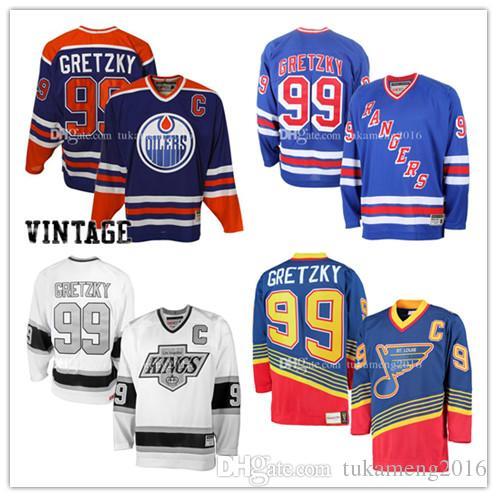 99# Wayne Gretzky Edmonton Oilers Hockey Jersey St. Louis Blues Los Angeles Kings New York Rangers NHL Jerseys Embroidery And 100% Stitche