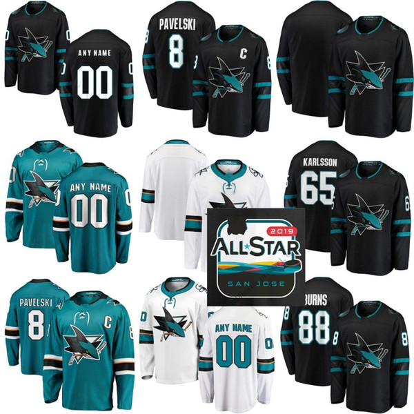 Custom Men Women Youth San Jose Brent Burns Erik Karlsson Joe Pavelski Evander Kane Thornton Tomas Hertl Sharks Hockey Jerseys