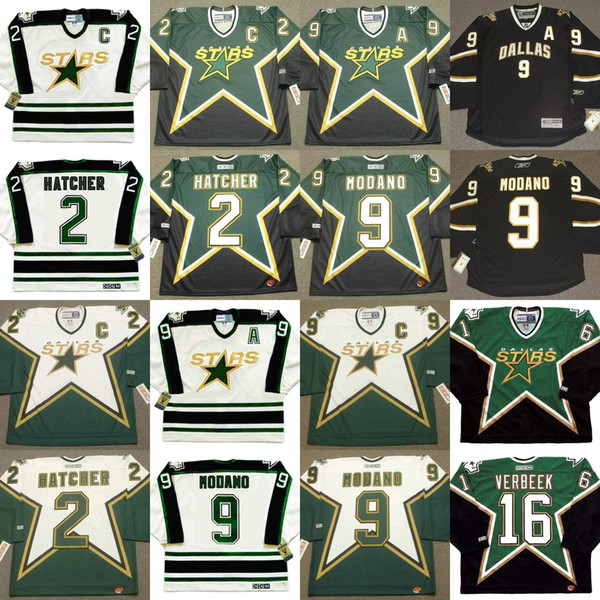 2 DERIAN HATCHER 9 MIKE MODANO 16 PAT VERBEEK 20 ED BELFOUR Dallas Stars 1990 CCM Jersey S-3XL