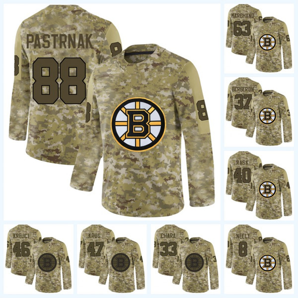 David Pastrnak Boston Bruins Brad Marchand David Krejci Tuukka Rask Patrice Zdeno Chara 2019 Upgraded version of the new camouflage Jersey