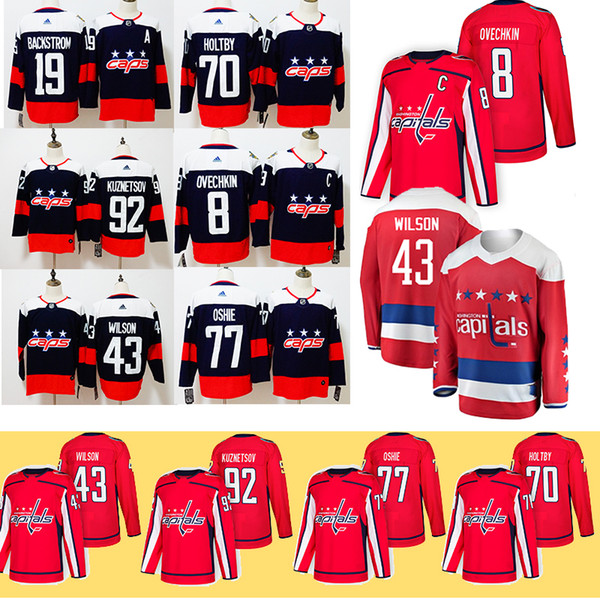 8 Alex Ovechkin Washington Capitals Hockey Jersey Alex Ovechkin Nicklas Backstrom NHL TJ Oshie Braden Holtby Tom Wilson Kuznetsov MenJerseys