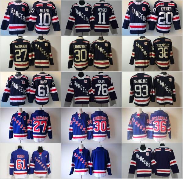 Mens Ryan McDonagh New York Rangers Navy 2018 Winter Classic Jersey J. T. Miller Jimmy Vesey Henrik Lundqvist Mats Zuccarello Jersey S-3XL