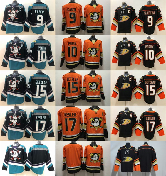 Mighty Anaheim Ducks Hockey Jersey Ryan Getzlaf Corey Perry Kesler Teemu Selanne Paul Kariya Charlie Conway Gordon Bombay black teal orange