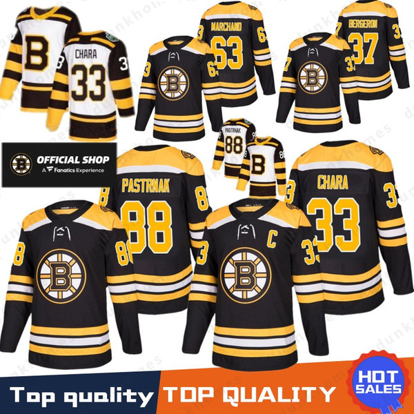 Boston Bruins 33 Zdeno Chara Jersey 37 Patrice 88 David Pastrnak 63 Brad Marchand 4 Bobby Orr Hockey Jerseys 2019 New 100% Stitched