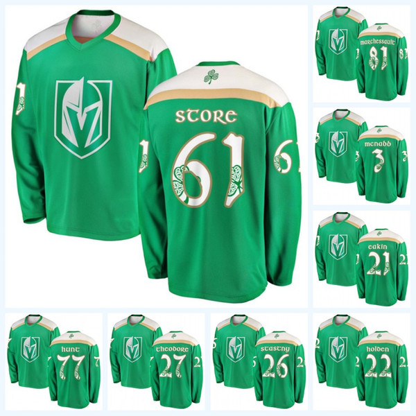 61 Mark Stone Vegas Golden Knights 2019 St. Patricks Day 77 Brad Hunt Jonathan Marchessault Cody Eakin Paul Stastny Ryan Carpenter Jersey