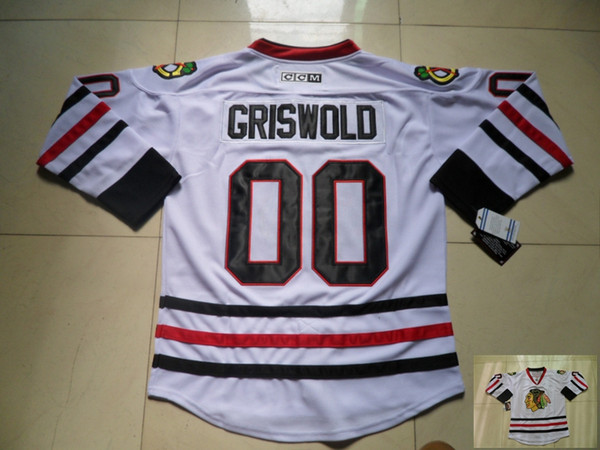 Vintage Chicago Blackhawks Hockey Jerseys White 00 Clark Griswold Vintage CCM Moive National Lampoon's Christmas Vacation Jersey