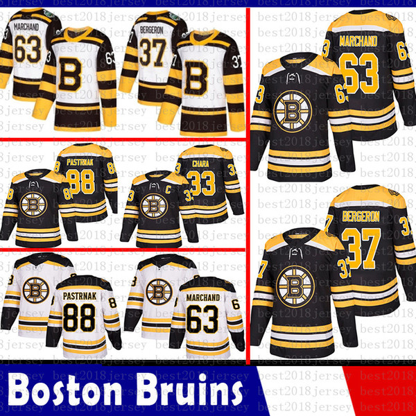 Boston Bruins 33 Zdeno Chara Hockey Jerseys 37 Patrice Bergeron 63 Brad Marchand 88 David Pastrnak 4 Bobby Orr Jersey 2018 2019 New