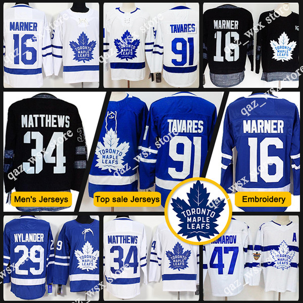 Toronto Men Jersey 34 Auston Matthews 31 Frederik Andersen 16 Mitchell Marner 43 Nazem Kadri 29 william nylander Maple Leafs Hockey Jersey