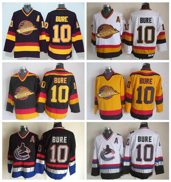 Pavel Bure Vancouver Canucks Hockey Jerseys 1994 CCM Vintage Black 10 Pavel Bure Jersey Stitched Hockey Jerseys A Patch