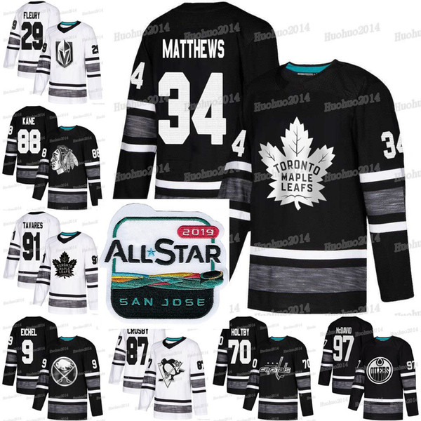 9 Jack Eichel 2019 All-Star Brent Burns Sidney Crosby Connor McDavid Holtby Marc-Andre Fleury Kucherov Patrick Kane Tavares Hockey Jerseys