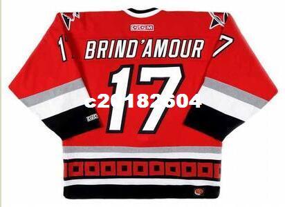 Mens #17 ROD BRIND'AMOUR Carolina Hurricanes 2002 CCM Retro Away Hockey Jersey or custom any name or number retro Jersey