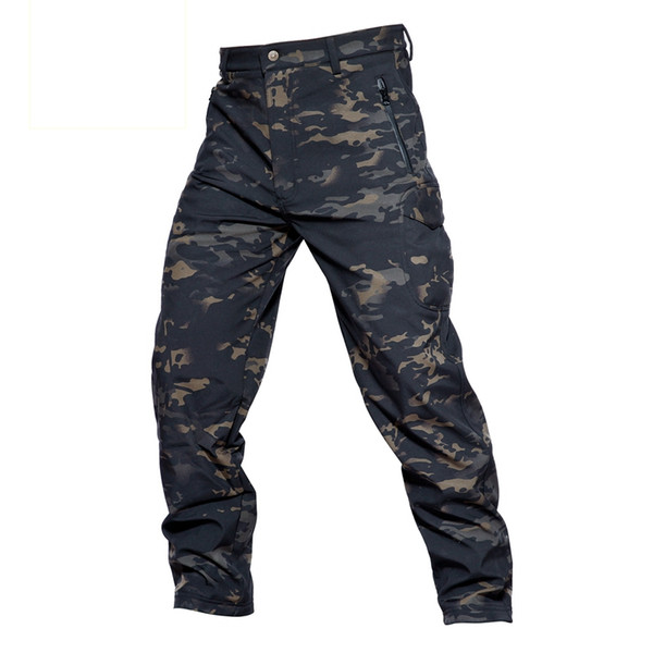 Shanghai Story TAD Shark Skin Waterproof Windproof Outdoor Hiking Climbing Camouflage Hunting Pants Men Fleece Trousers Military Army Pant