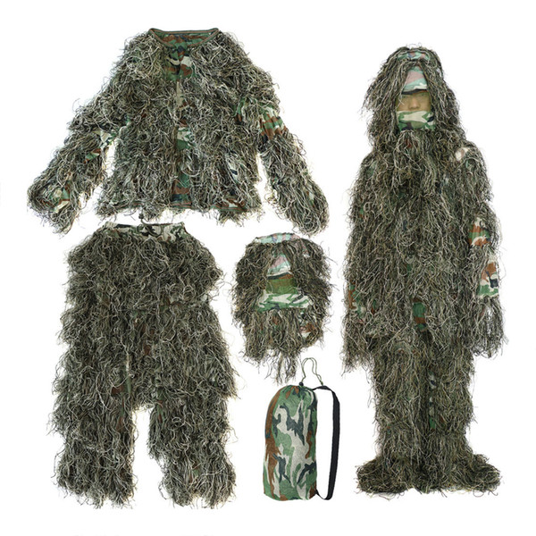 SEWS-5 pieces New Ghillie Suit Camo Woodland Camouflage Forest Hunting 3D