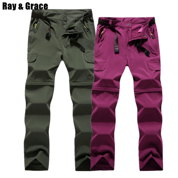 RAY GRACE Detachable Pants Shorts Women Men Summer Outdoor Hiking Pants Waterproof Quick Dry Cargo Pants Climbing Trekking C18111401