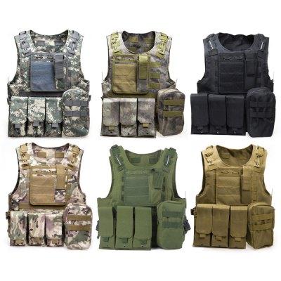 Camouflage Hunting Tactical Vest Wargame Body Molle Armor Hunting Vest CS Outdoor Jungle Equipment with 7 Colors + NB